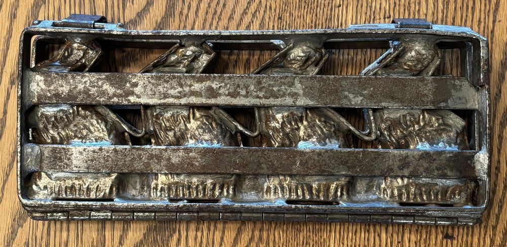 4 Easter Bunny Rabbit Hinged Chocolate Mold Antique
