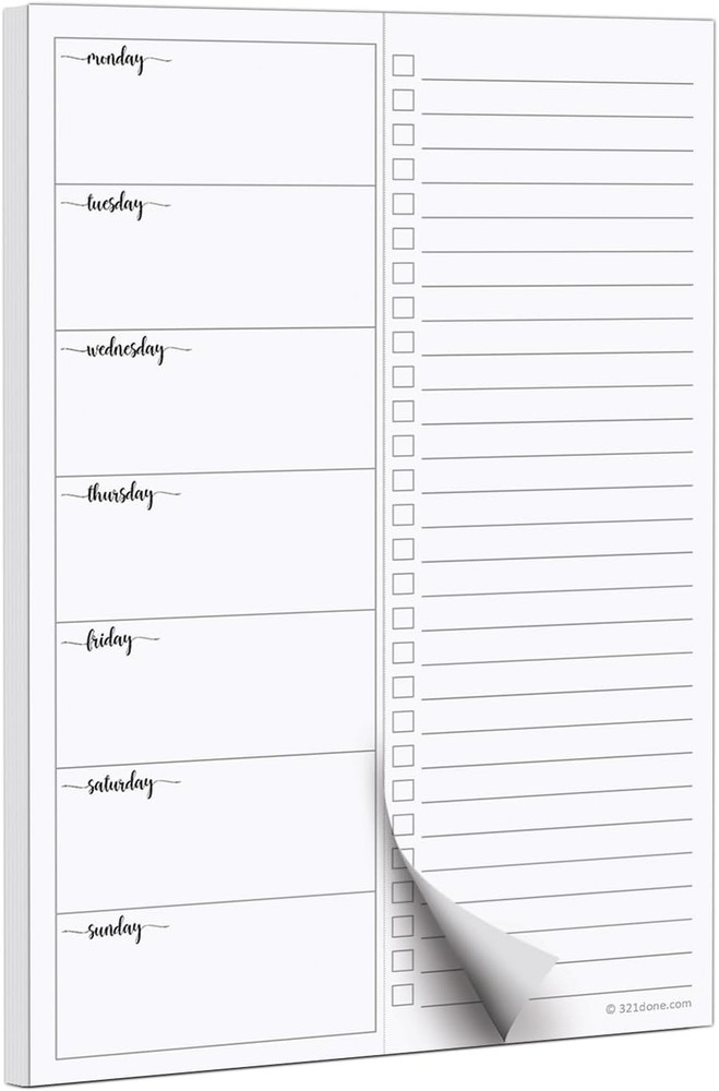 Weekly Plan with Checklist Notepad – 50 Sheets 5.5x8.5 Small – - Two Column,...