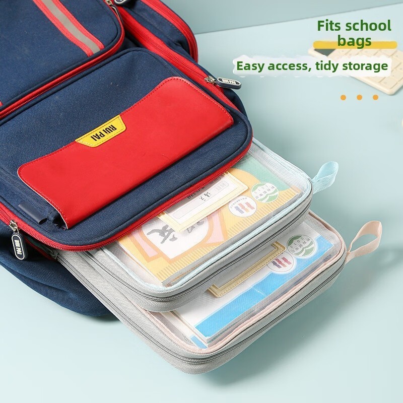 For A4 Mesh Zipper Storage Bag Multi Layer Organizer For Documents And Exams