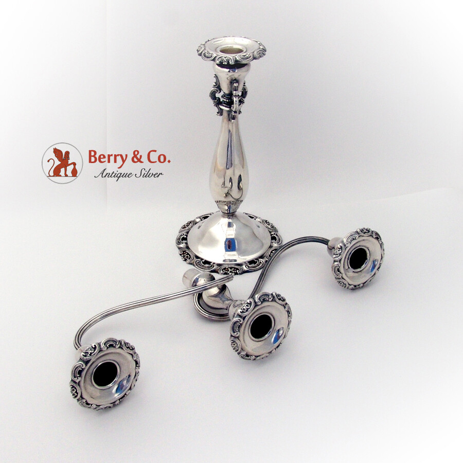 Baroque Three Branch Candelabrum Wallace Silverplate