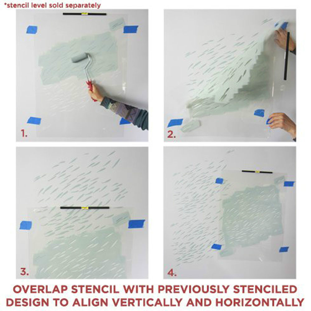 Fish School Allover Stencil Pattern - Sturdy and Reusable Wall Stencil for DIY