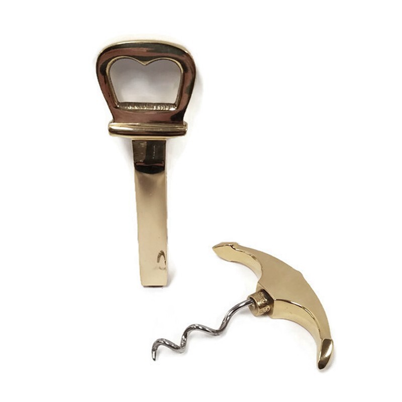 5" Solid Polished Brass Anchor Corkscrew & Bottle Opener Combination