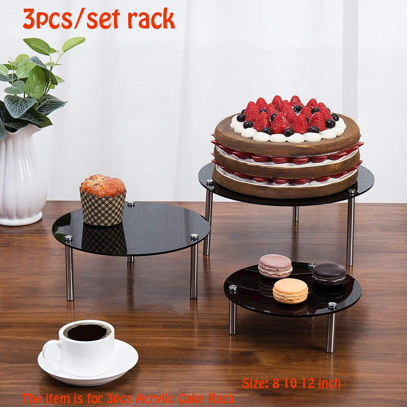 3pcs Round Acrylic Cake Rack Display Dessert Cupcake Holders