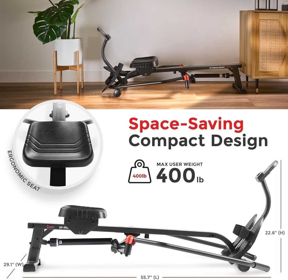 Full-Motion Rowing Machine w/Adjustable Resistance, Low-Impact Full-Body Work...