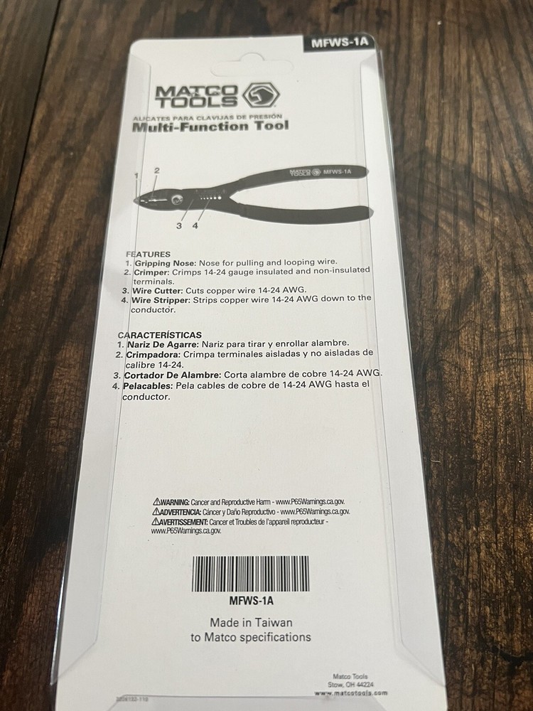 MATCO COMPACT MULTI FUNCTION WIRE STRIPPER 14-24 AWG MFWS-1A