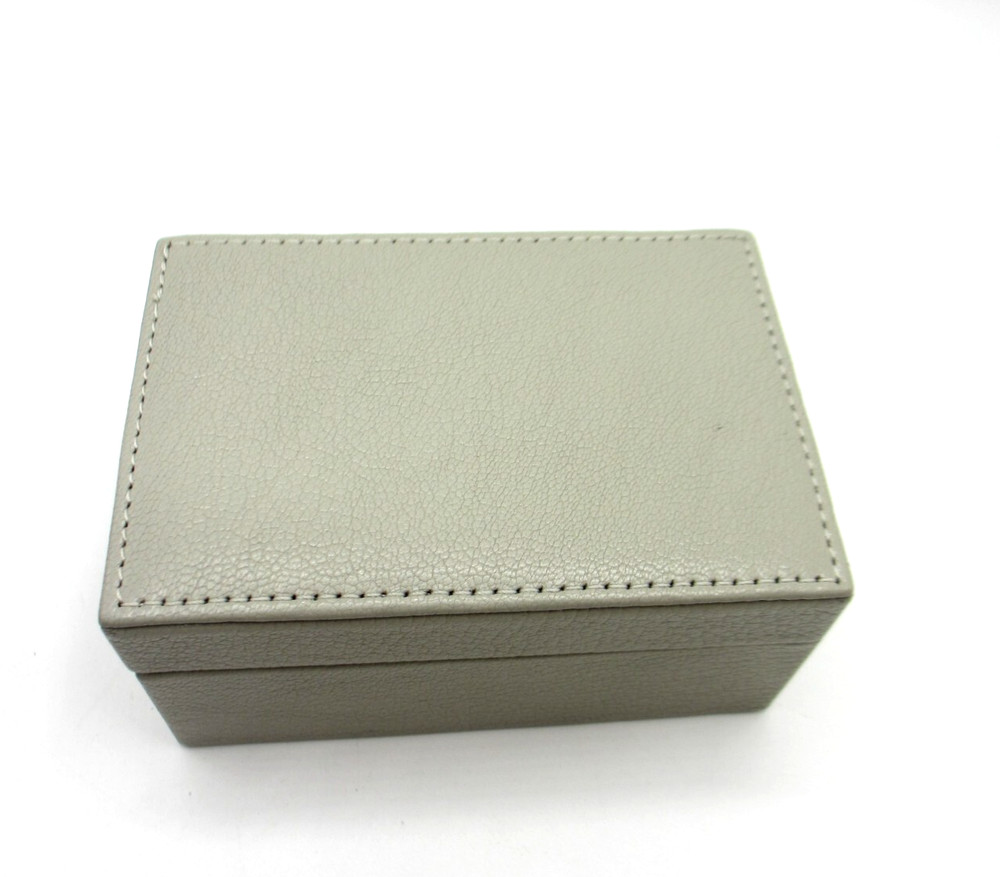 Leather Box Small Suede Lining Gray Graphic Image New