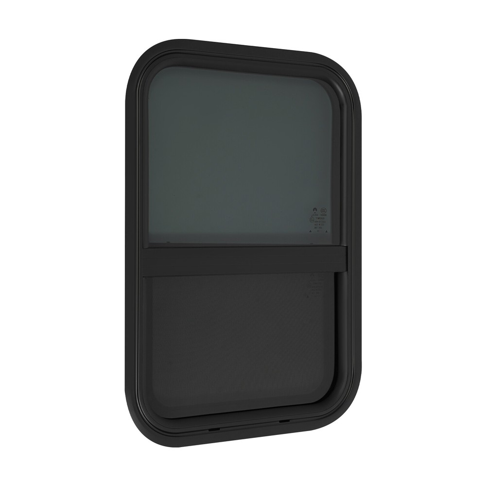 2pcs Black RV Windows Clip-on Mounting Tempered Glass RV Window Rectangular