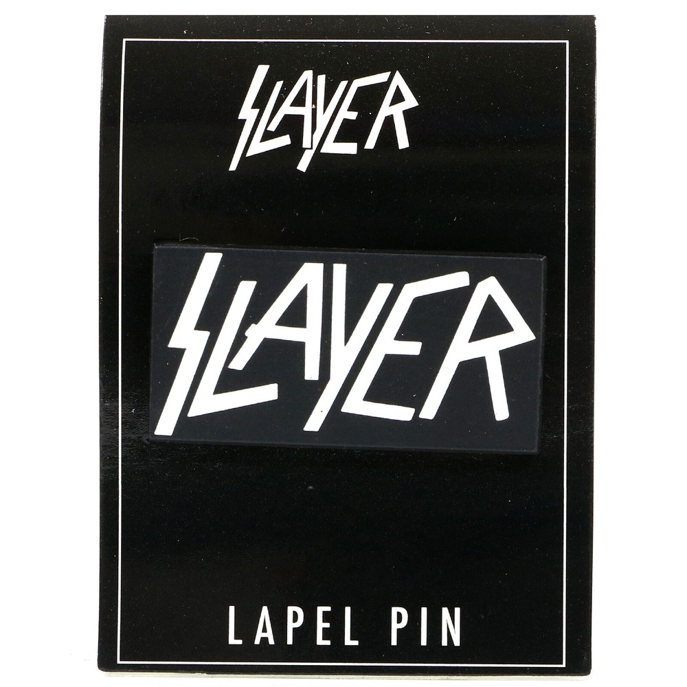 Authentic SLAYER Rectangle White Logo Lapel Pin NEW