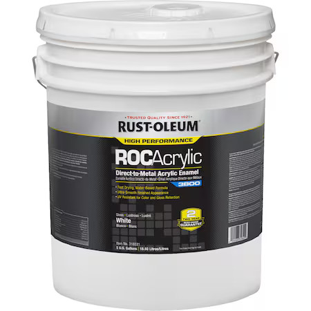 Rust-Oleum 316531 Acrylic Enamel Coating, White, 5 Gal.