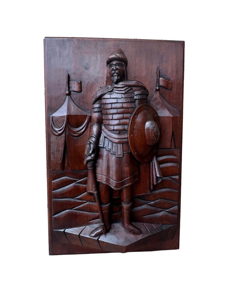 French Thick Middle Ages Gothic Carved Wood Wall Panel