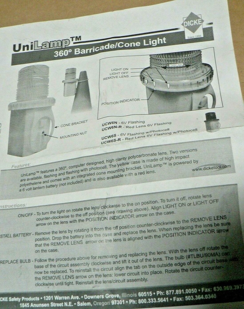 UniLAMP - 6 Volt 360° CONE LIGHT