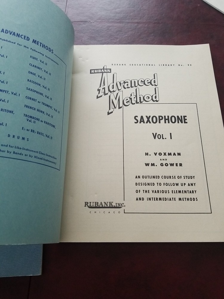 Vintage Rubank 1934 Elementary Method & 1940 Advanced Method For Saxophone