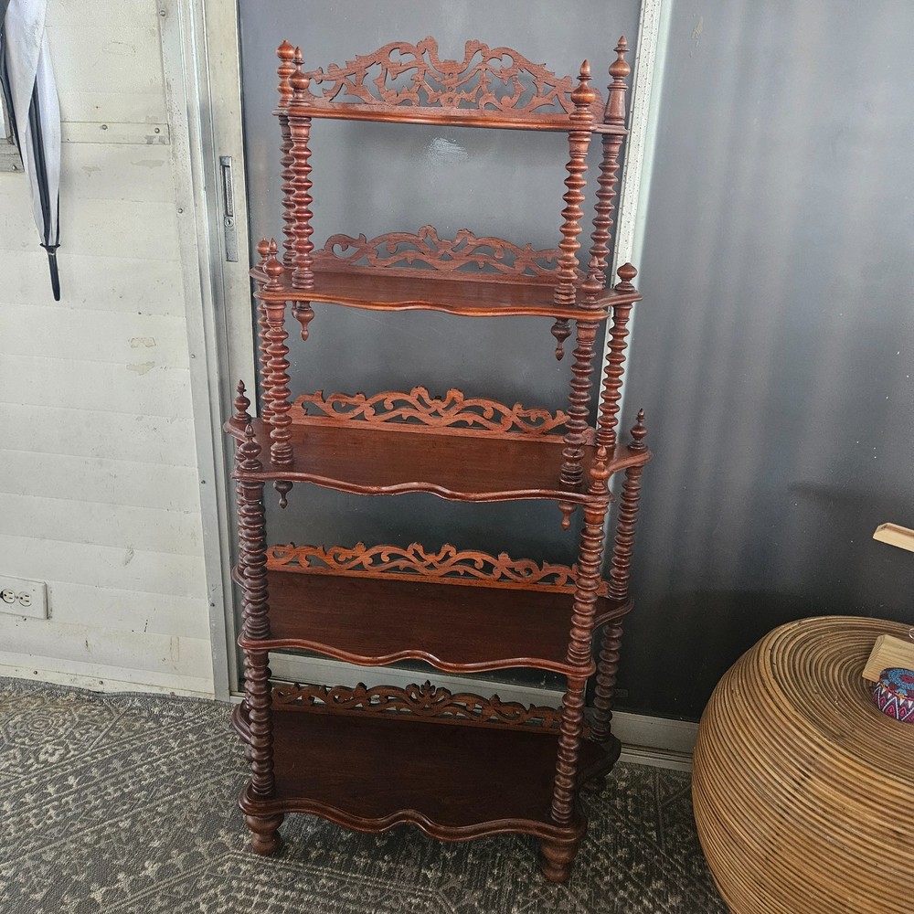 Victorian-style mahogany etagere.