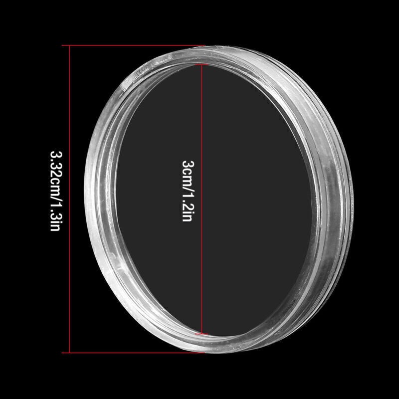 100 Pcs 30mm Clear Coin Capsule Round Plastic Holder Container Storage Box Case