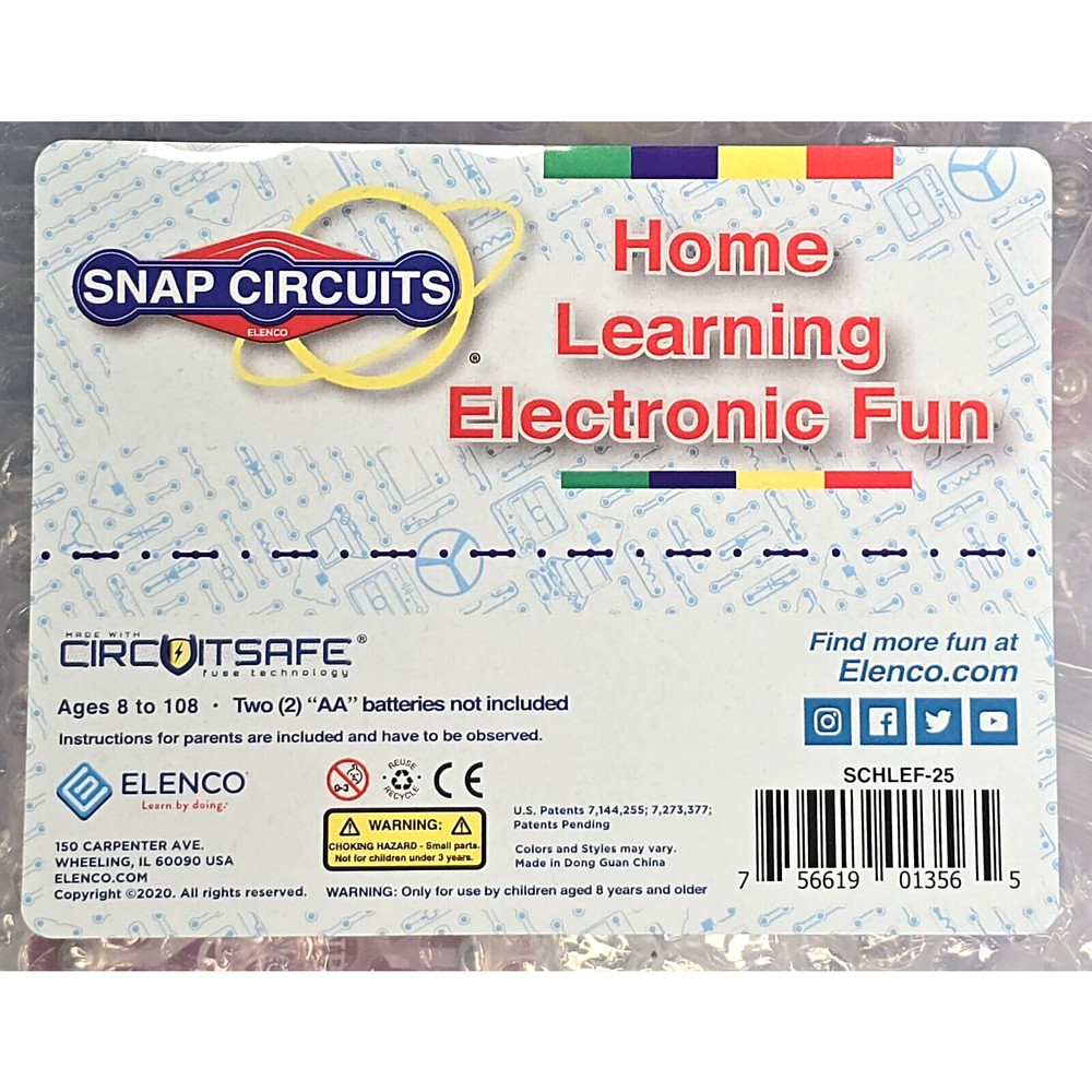 Elenco Snap Circuits Home Learning Electronic Fun With Circuitsafe SCHLEF-25