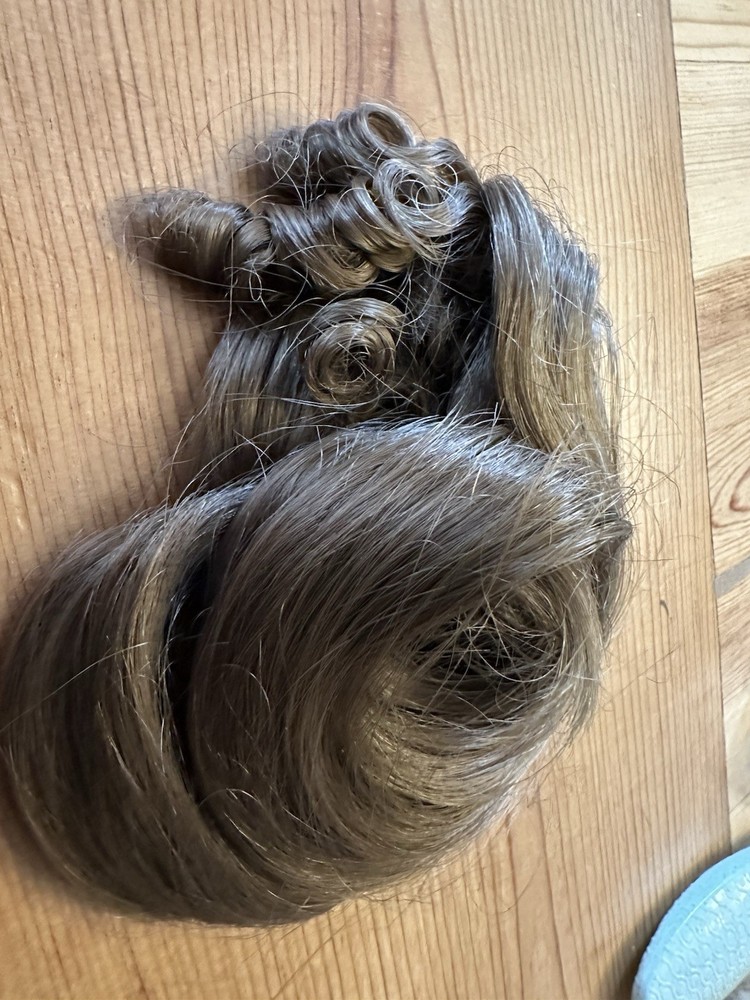 Vintage Doll Wig Size 7   Imsco Brown Long Curly Bangs