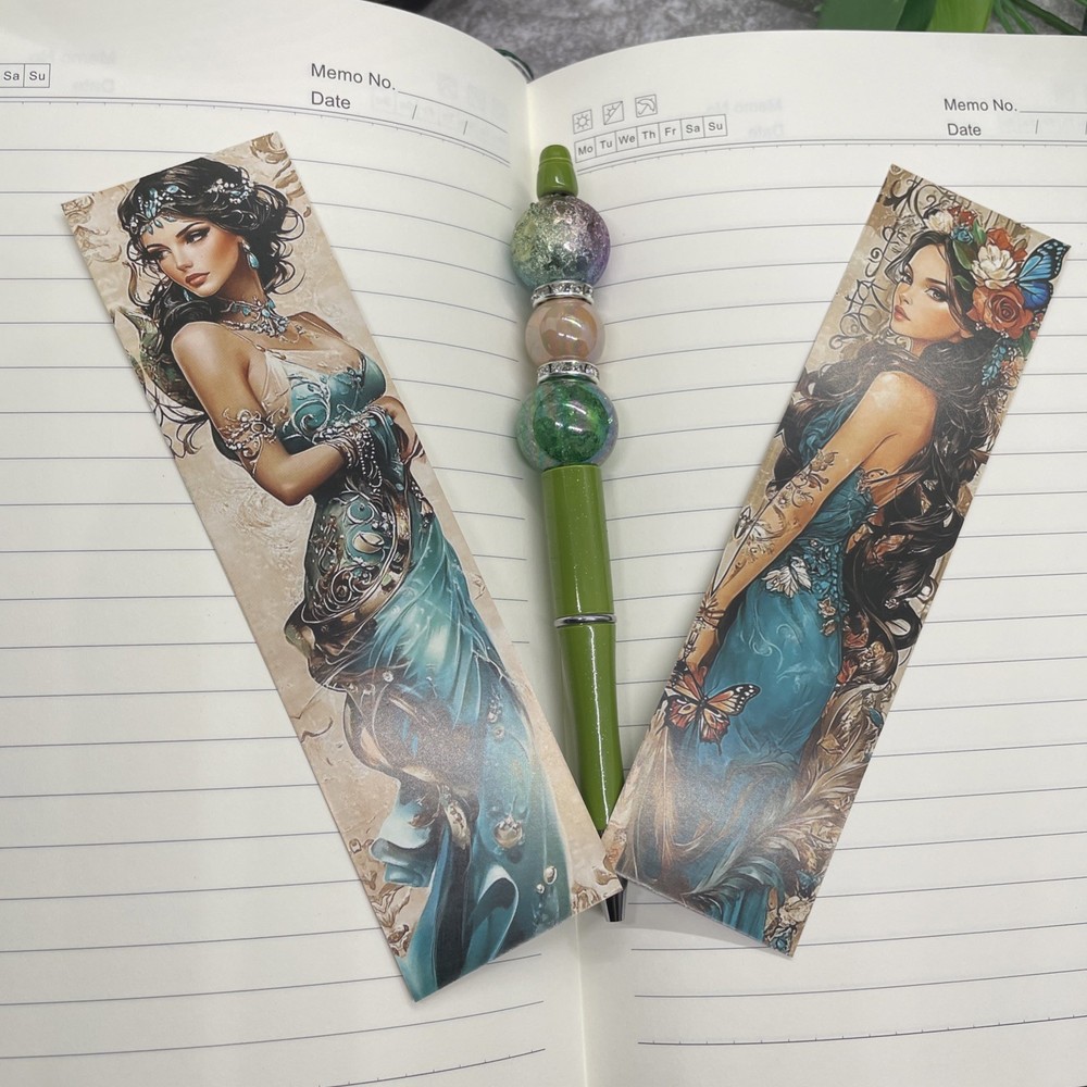 5.7 X 8" Leather Journal Lined 128 Pages Diary Bookmark & Matching Pen Bundle 55