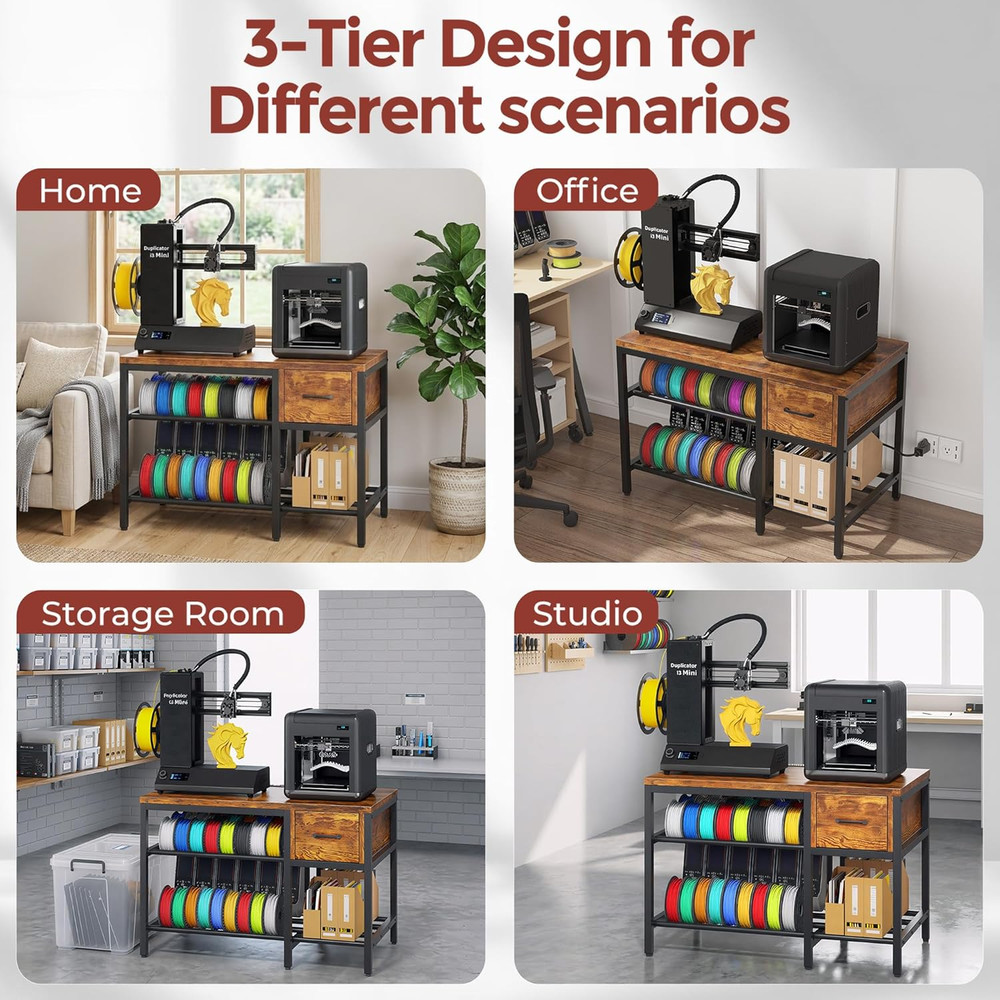 3D Printer Stand with Filament Storage – Heavy Duty Metal 3D Printer Table with