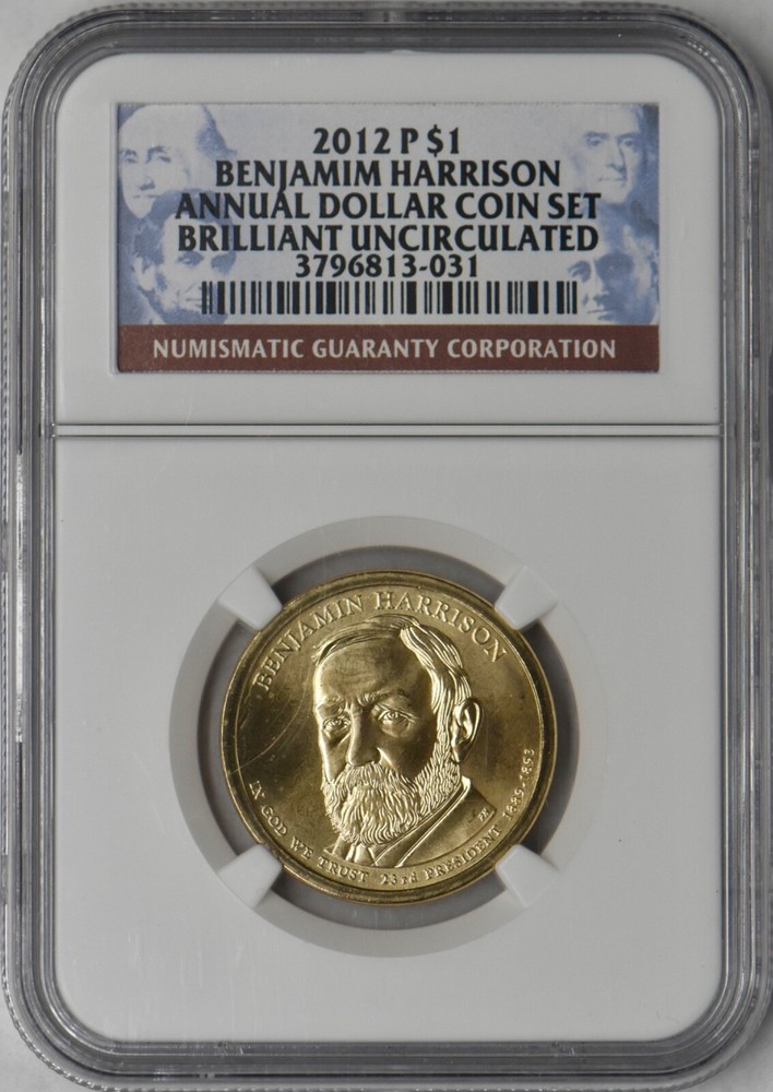 2012-P $1 Benjamin Harrison - NGC BU Error Label "BENJAMIM" Typo - ✪COINGIANTS✪