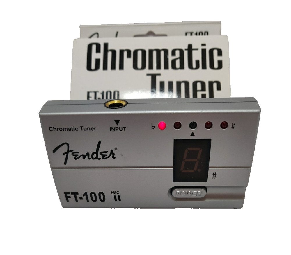 FENDER FT-100 CHROMATIC TUNER - With Box and Manual, Tested, Works!