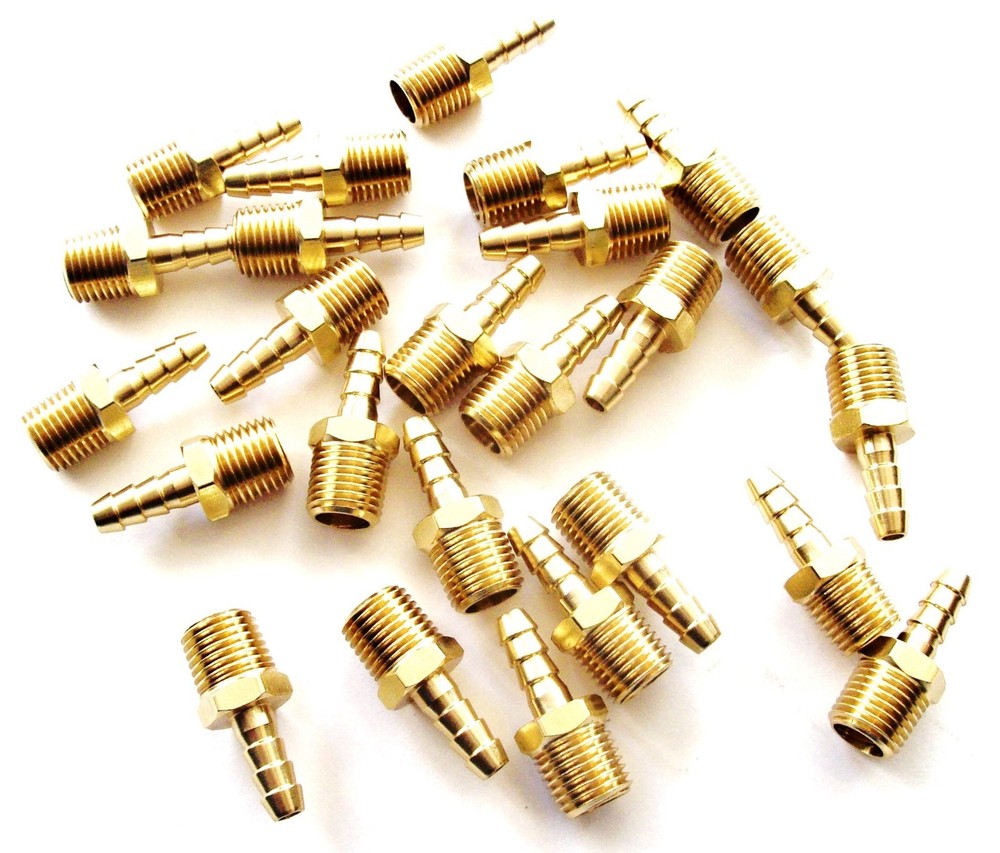 25 GOLIATH INDUSTRIAL SOLID BRASS AIR HOSE REPAIR FITTING SPLICER BARB BB7308