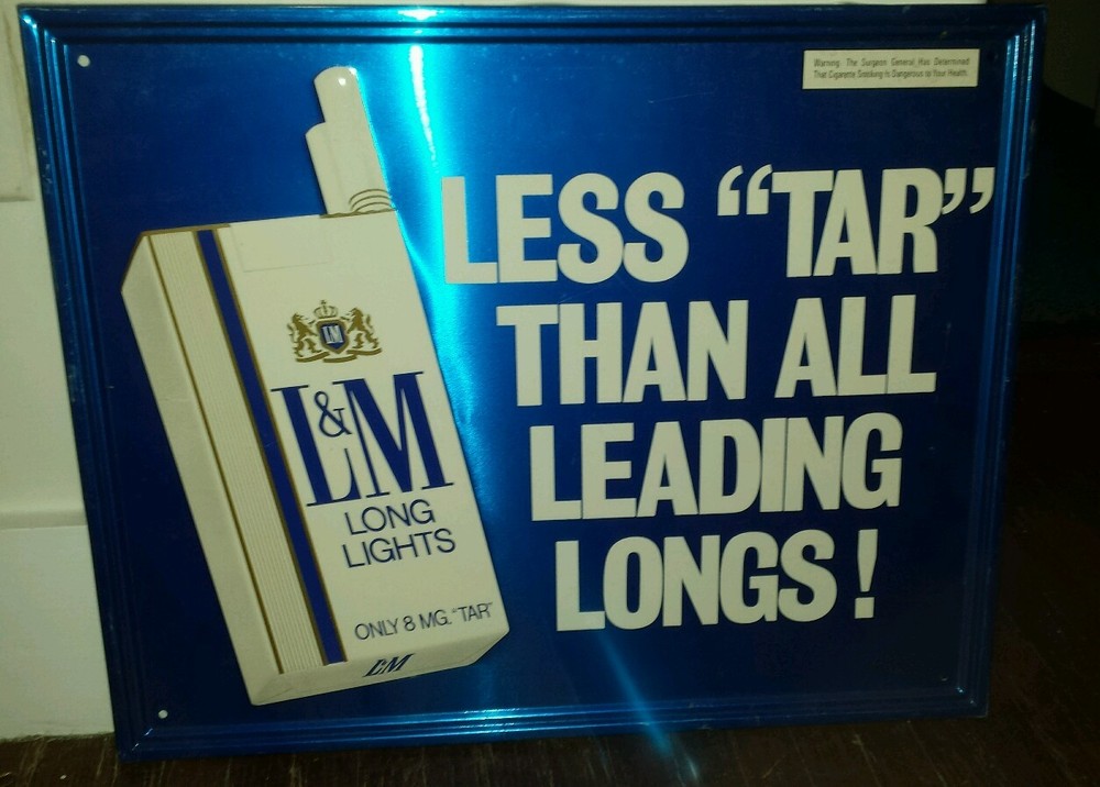 LM cigarette advertising sign.