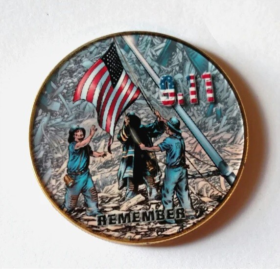 9/11 911 REMEMBER COLORIZED ART ROUND CHALLENGE COIN