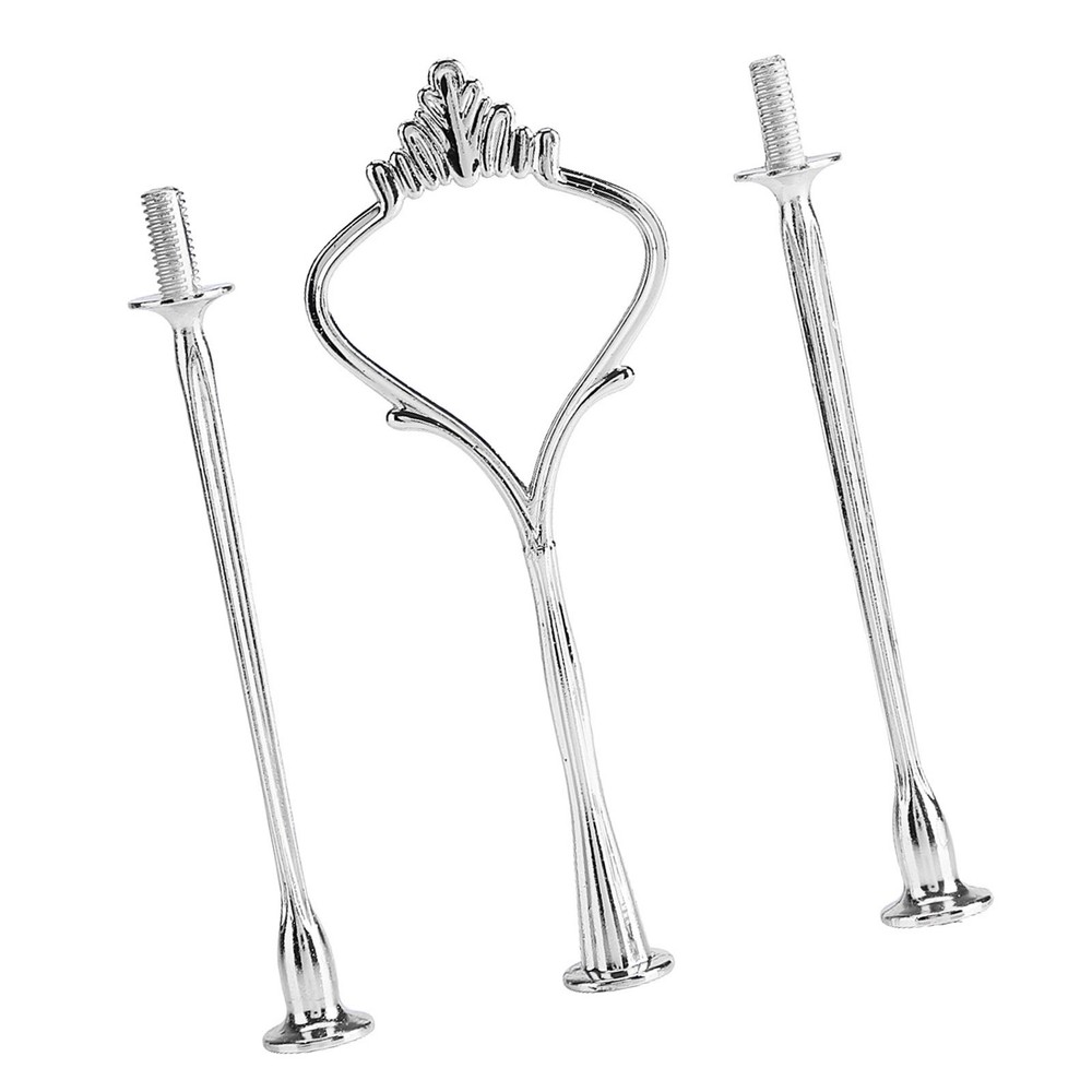 (3tiers Crown Silver)Multi Tiers Cake Tray Stand Handle Fruit Plate Hardware WT