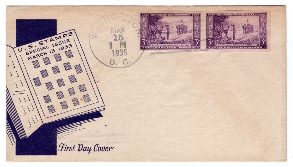 #755 Wisconsin 3c Imperf 1935 Farley FDC - #15