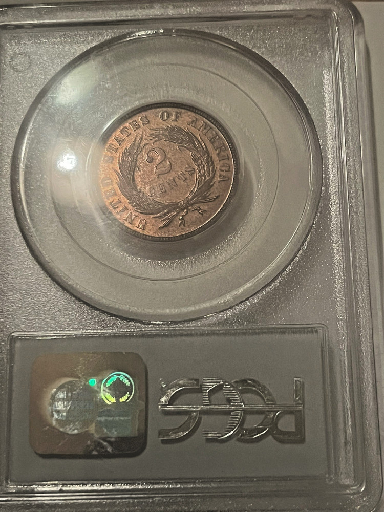1872 Two Cent PCGS PR62 Red Brown, Scarce date