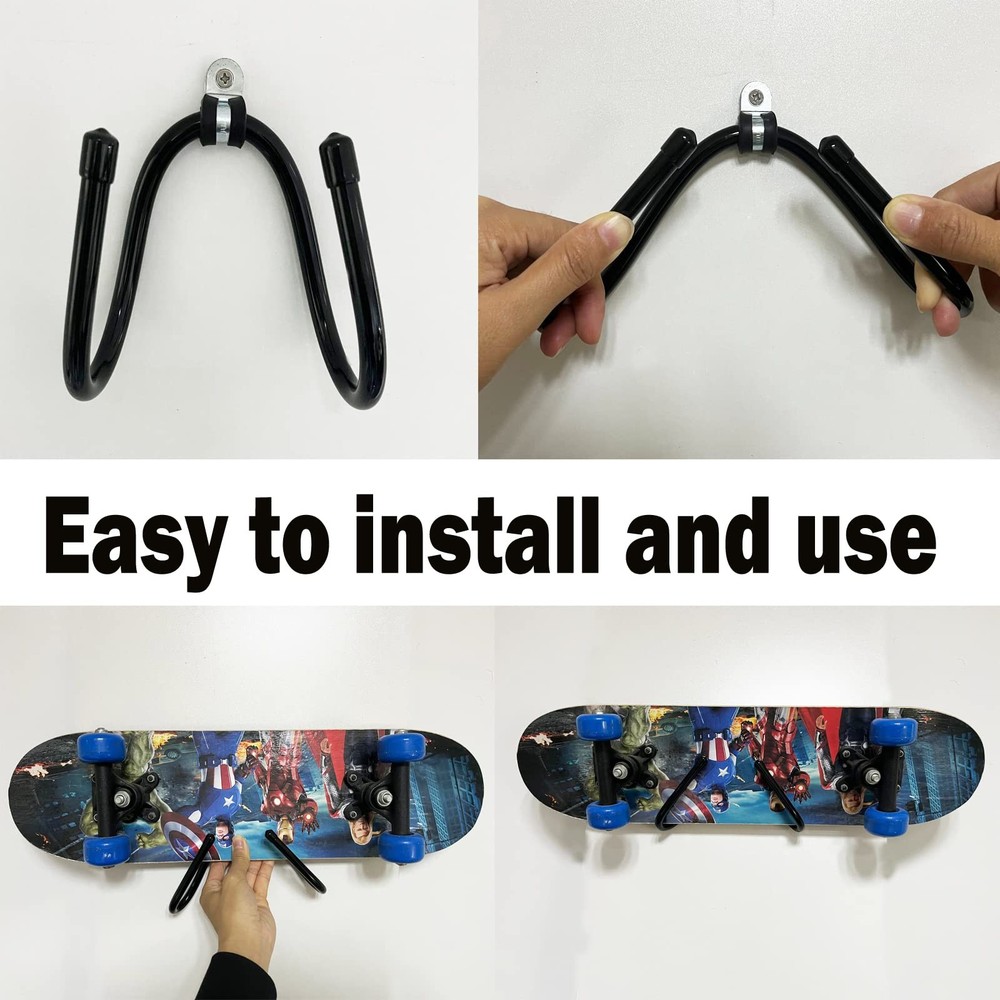 Skateboard Wall Rack Storage, Holds 4 Boards, Longboard Wall Display Tool Rac...