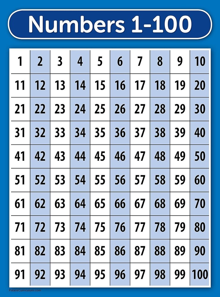 Palace Learning LAMINATED ABC Alphabet & Numbers 1-100 18 x 24,