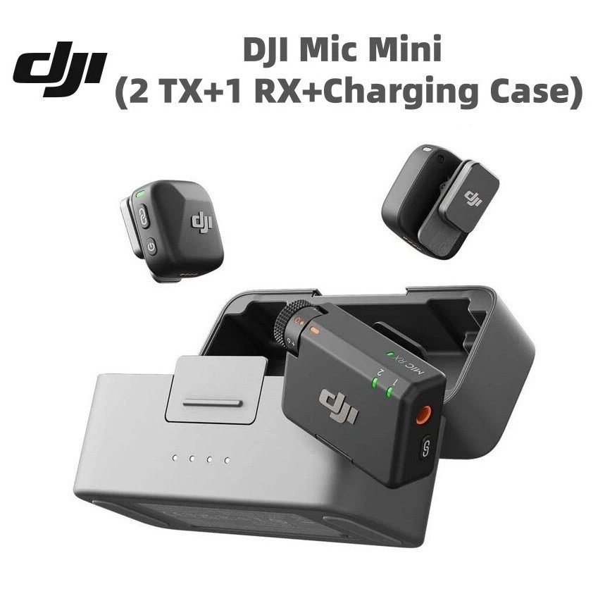 DJI Mic Mini (2 TX + 1 RX + Charging Case) Wireless Lavalier Microphone Vlogging
