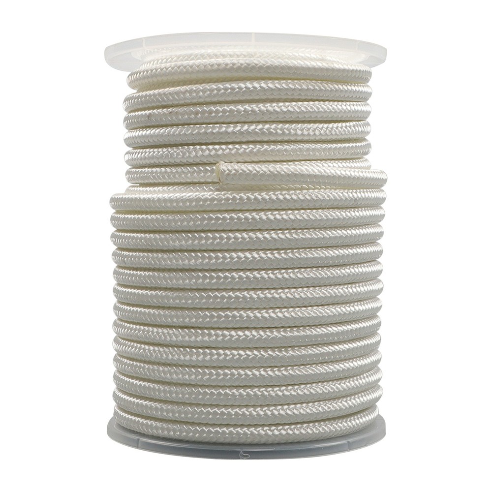 3/8 Inch White Nylon Rope 100 Foot Spool 100% Nylon Solid Braid Rope Dyeable