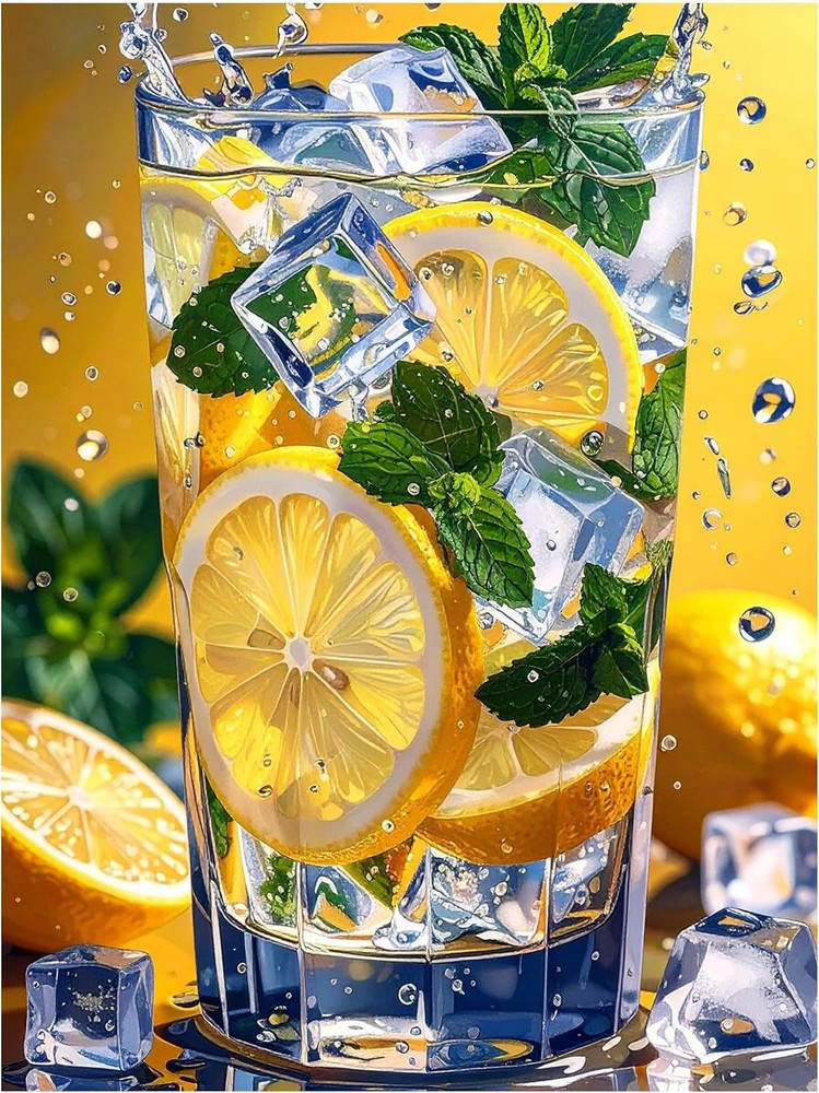 Tile Mural Lemon Mint Cocktail Drink Kitchen Wall Art Backsplash Marble Ceramic