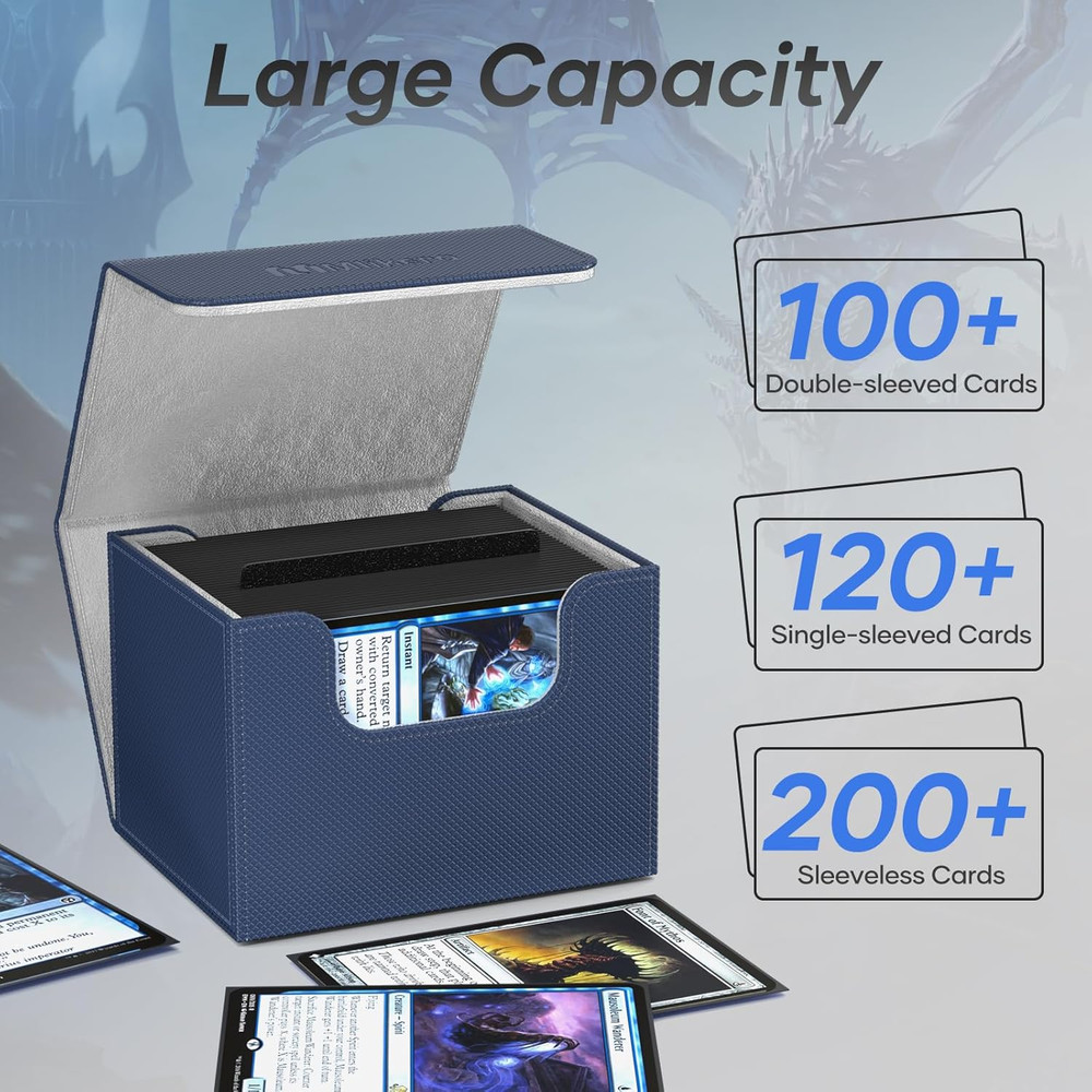 Card Deck Box, Commander Deck Box Holds 100+ Double-Sleeved Cards with Divider,