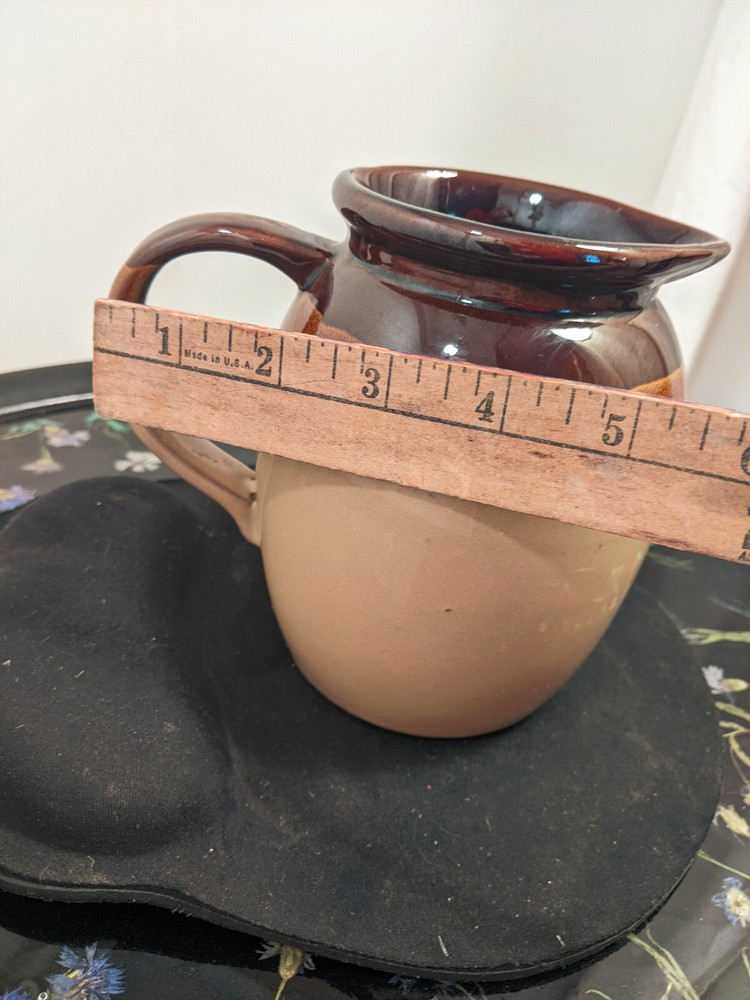 Redware Tri tone Glazed Pitcher 5 1/2 in