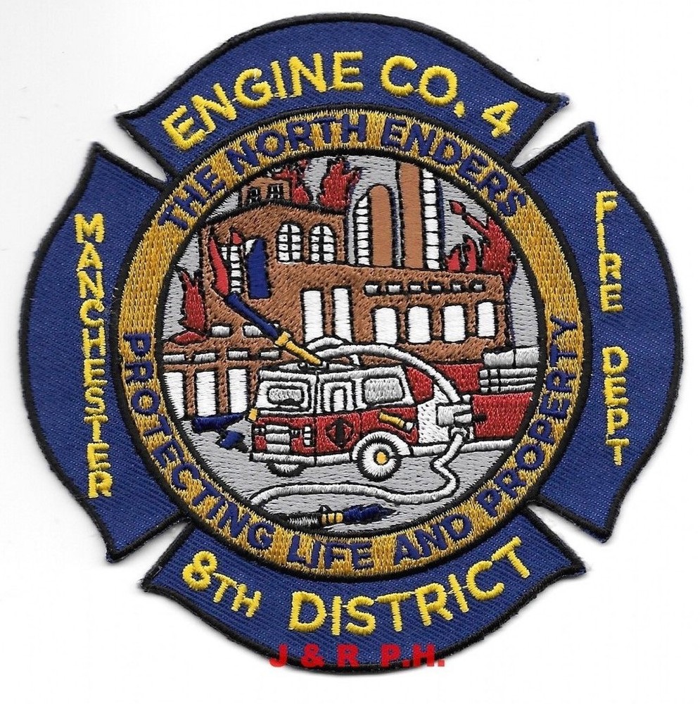 Manchester Engine - 4 / Dist.-8 "N. Enders", CT (4.25" x 4.25") fire patch