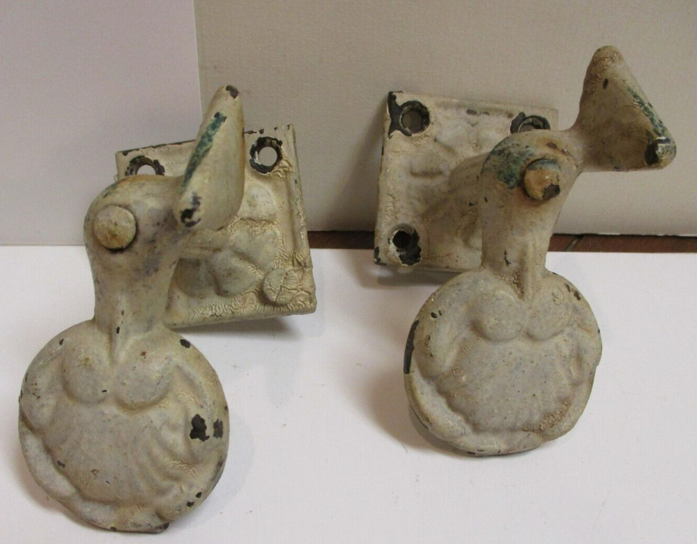 2 Antique ? Rustic Salvage Cast Iron Shutter Dogs