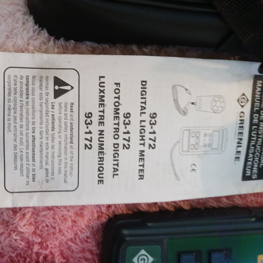 Greenlee DIgital Light Meter 93-172 With Case & Sensor