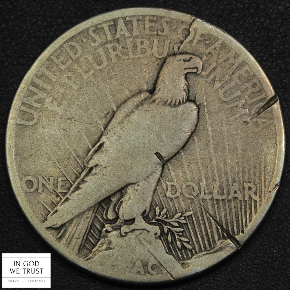 1921 High Relief Peace Silver Dollar $1 - Damage & Graffiti