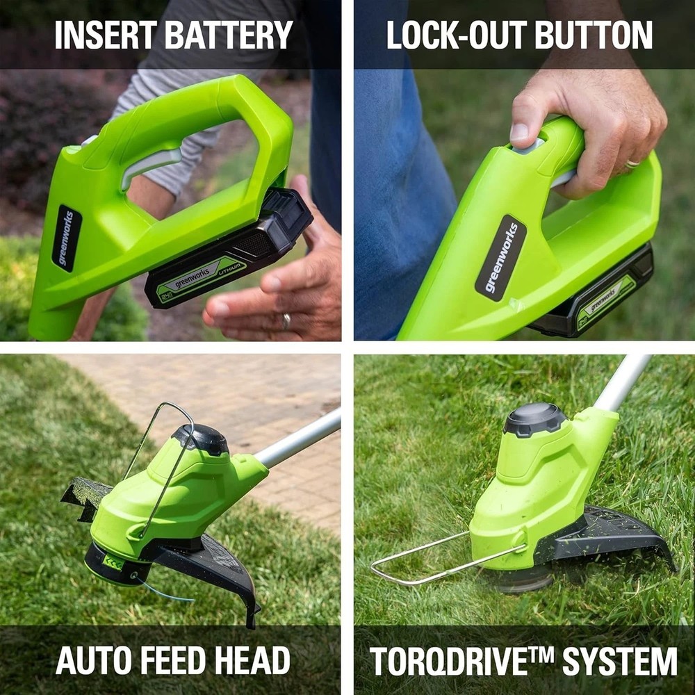 24V Cordless TORQDRIVE String Trimmer - 10-Inch Auto Feed, Lightweight Design