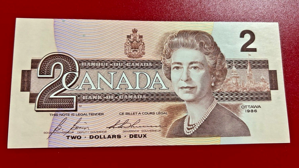 1986 CANADA 2 DOLLARS BANKNOTE UNCIRCULATED