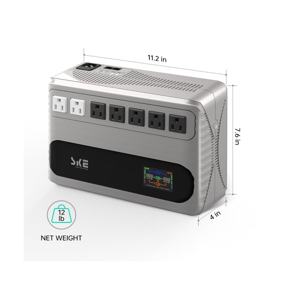 UPS Battery Backup&Surge Protector, 850VA Battery Power Supply Data Protector