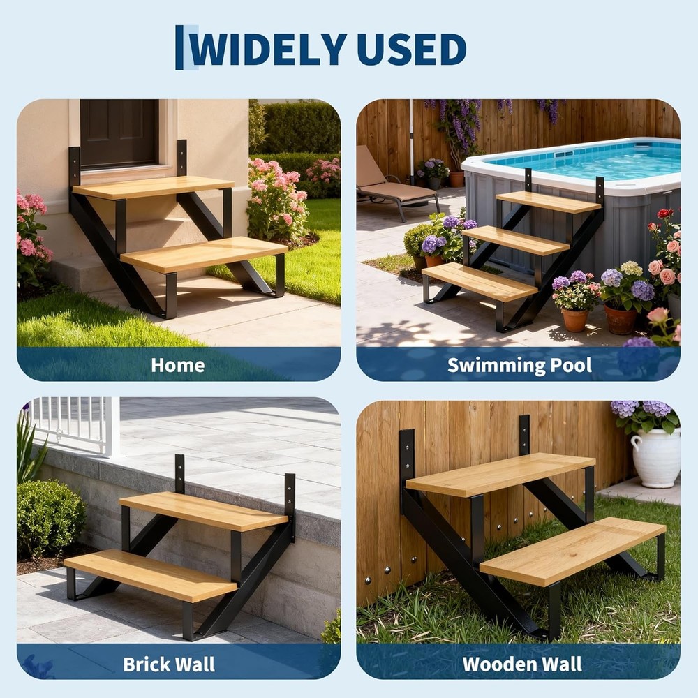 Stair Step Riser Metal Stair Stringer with Reinforcing Support Leg 2 Pack 4 Step