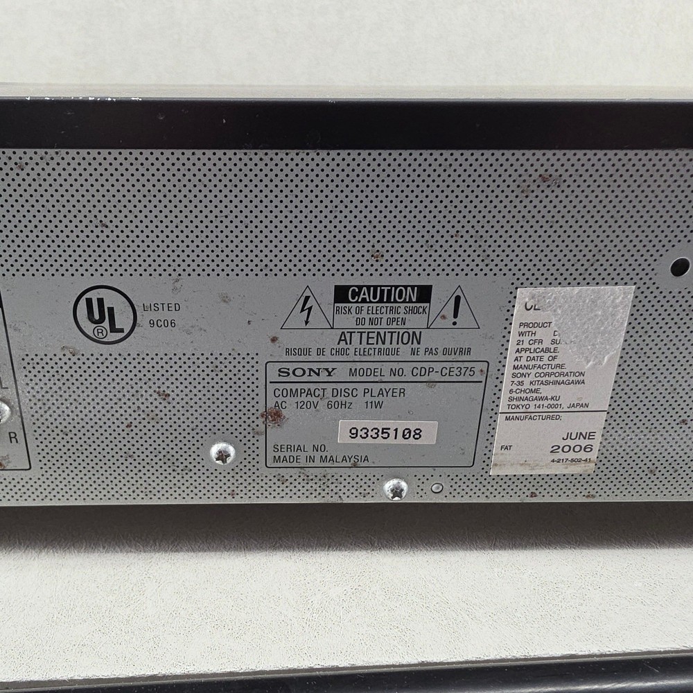 Sony CDP-CE375 5 Disc CD Changer For Parts READ