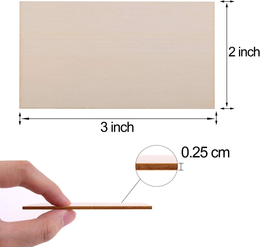 100 Unfinished Wood Rectangles 2x3 Inches DIY Crafts Pack