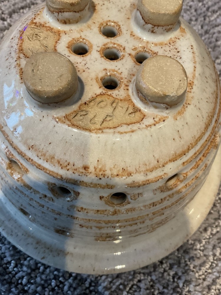 Vintage Ceramic Strainer Signed