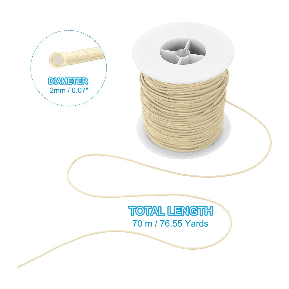 Elastic Cord, 2 mm Stretchy Elastic String 77 Yards Khaki
