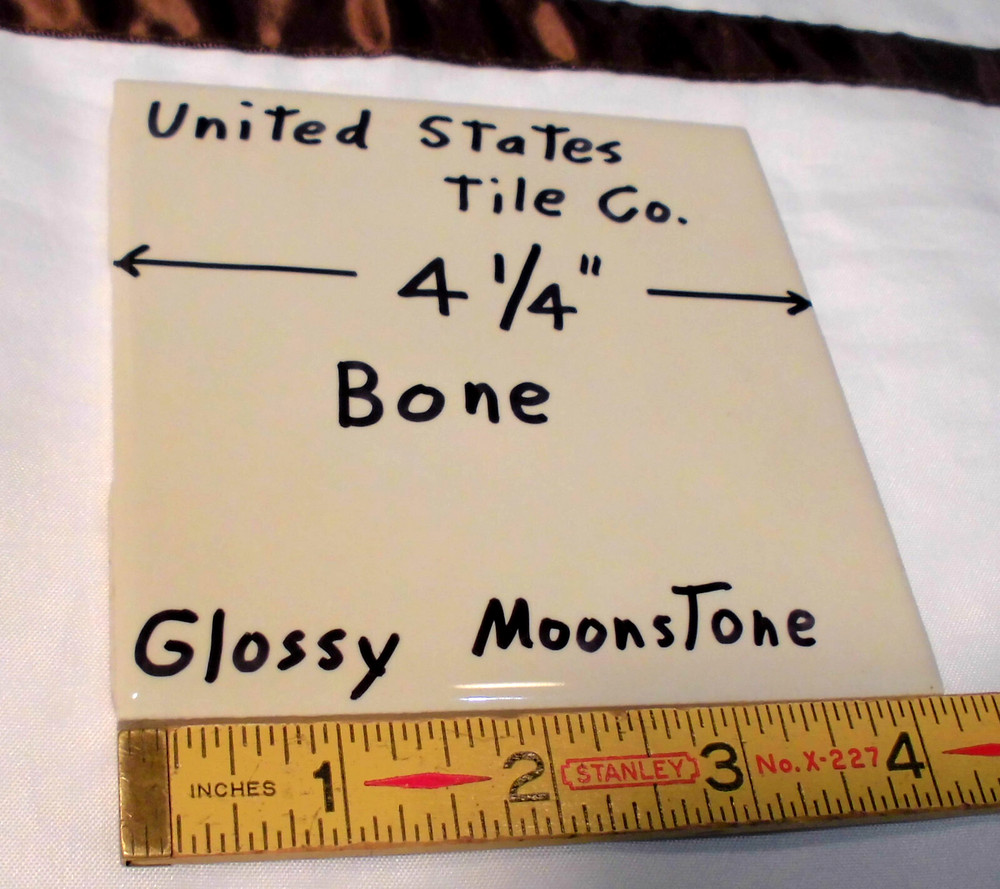1 pc. Gloss Bone: 4-1/4" Ceramic Tile New Stock: Bumpy-Ripple Textured Surface